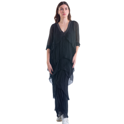 VERA MAY BLACK ITALIAN SILK DRESS 3922