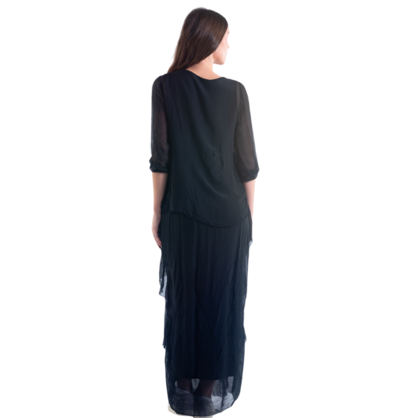 VERA MAY BLACK ITALIAN SILK DRESS 3922