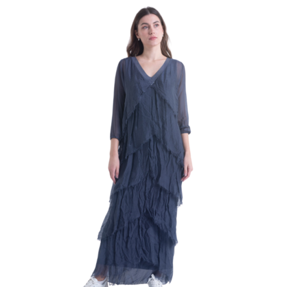 VERA MAY NAVY ITALIAN SILK DRESS 3922