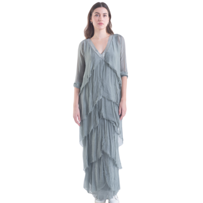 VERA MAY SAGE ITALIAN SILK DRESS 3922