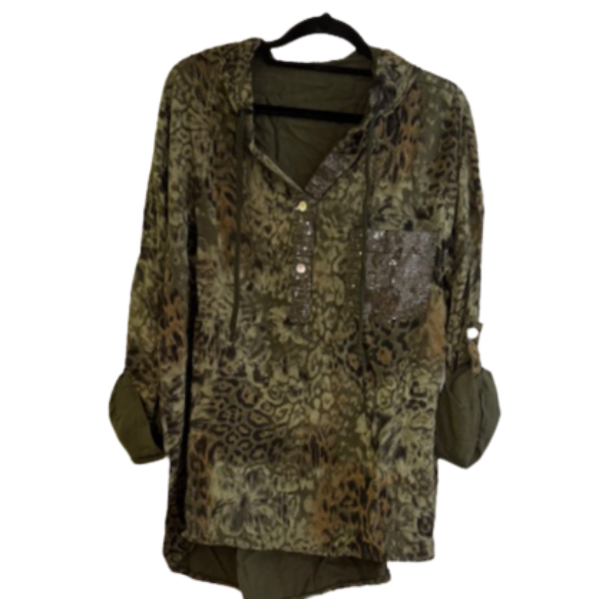 VERA MAY ITALIAN MILITARE VISCOSE TOP 55690