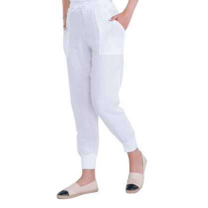 Vera May Italian Linen White Pant 6026