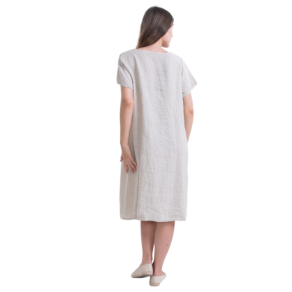 6033 BEIGE ITALIAN LINEN DRESS