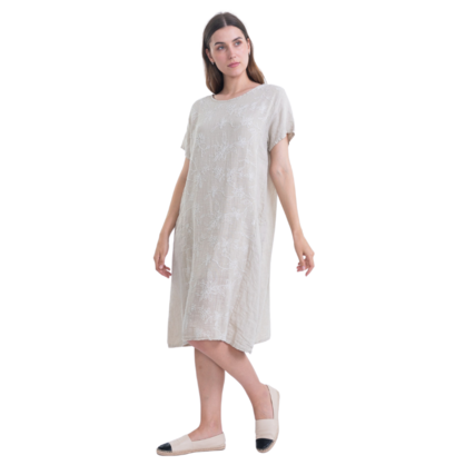 6033 BEIGE ITALIAN LINEN DRESS