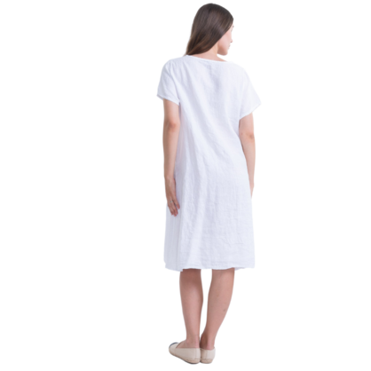 6033 WHITE ITALIAN LINEN DRESS