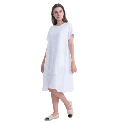 6033 WHITE ITALIAN LINEN DRESS