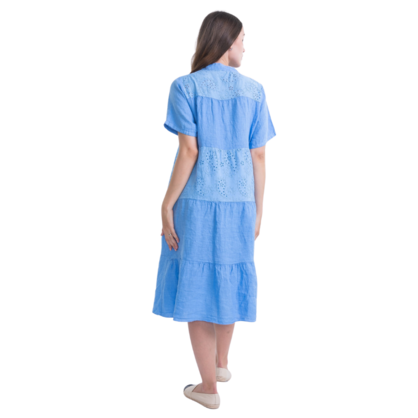 6037 BLUE ITALIAN LINEN DRESS