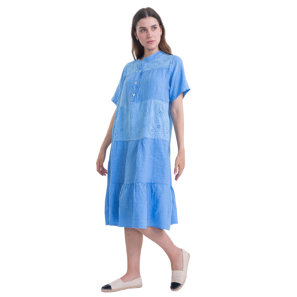 6037 BLUE ITALIAN LINEN DRESS
