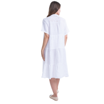 6037 WHITE ITALIAN LINEN DRESS