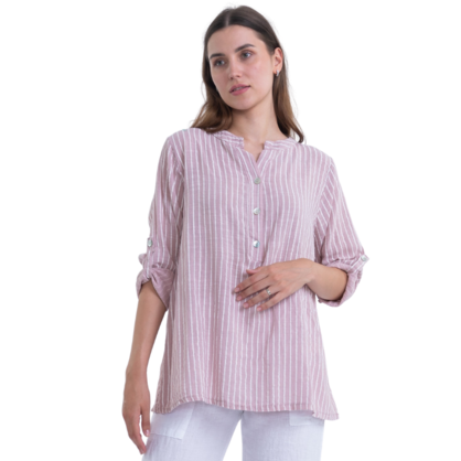 6069 PINK ITALIAN LINEN TOP