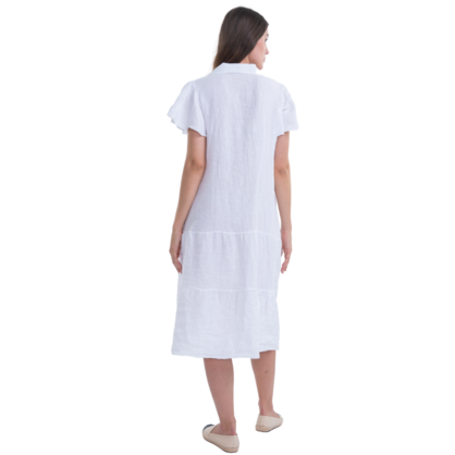 6070 WHITE ITALIAN LINEN DRESS