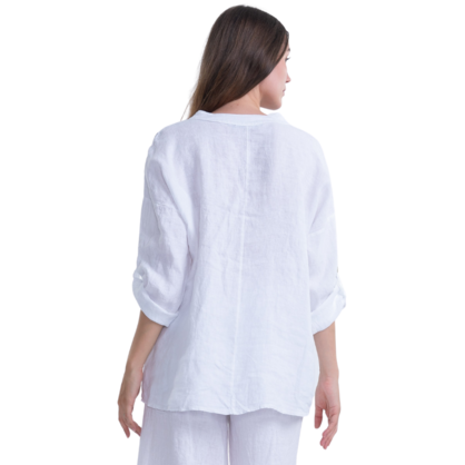 6086 WHITE ITALIAN LINEN TOP