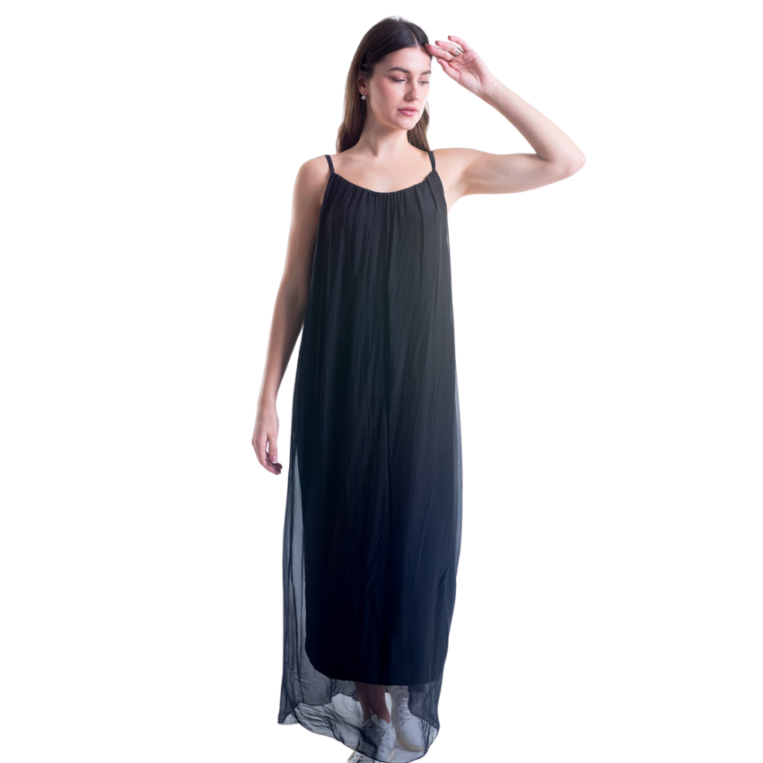 VERA MAY NERO/BLACK ITALIAN SILK DRESS 6094