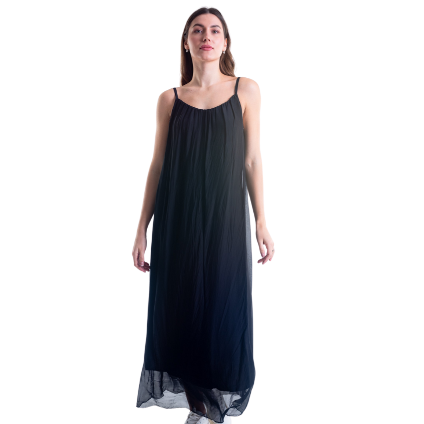 VERA MAY NERO/BLACK ITALIAN SILK DRESS 6094