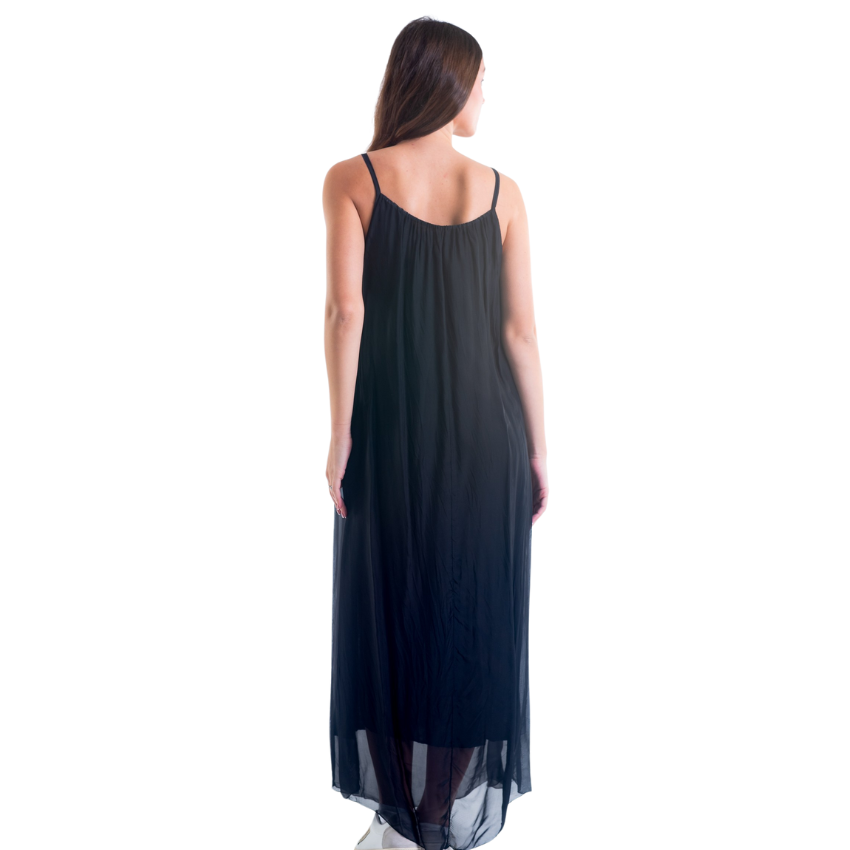 VERA MAY NERO/BLACK ITALIAN SILK DRESS 6094