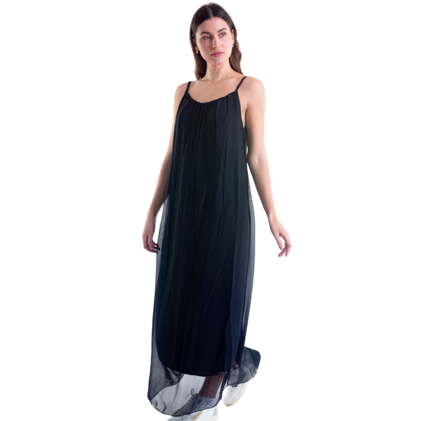 VERA MAY NERO/BLACK ITALIAN SILK DRESS 6094