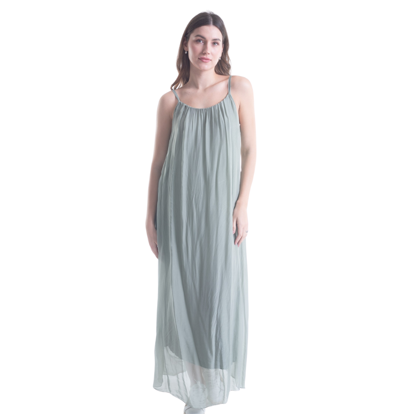 VERA MAY FANGO/TAUPE ITALIAN SILK DRESS 6094