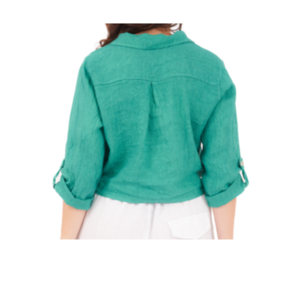 6102 PETROLIO LINEN TOP