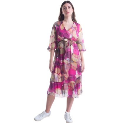 VERA MAY PINK ITALIAN SILK DRESS 6171