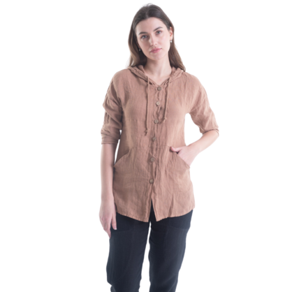 6193 CAMEL ITALIAN LINEN TOP