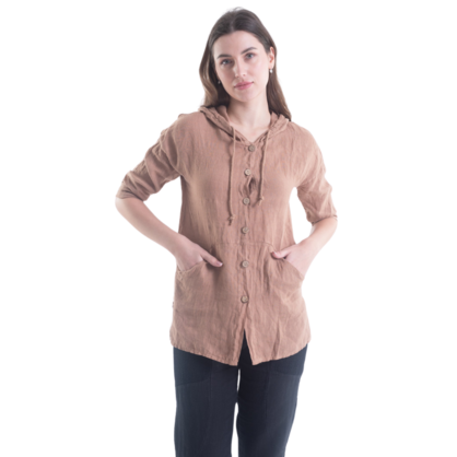 6193 CAMEL ITALIAN LINEN TOP