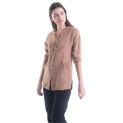 6193 CAMEL ITALIAN LINEN TOP