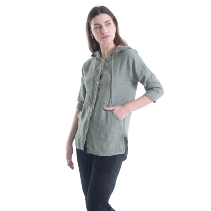 6193 SAGE ITALIAN LINEN TOP