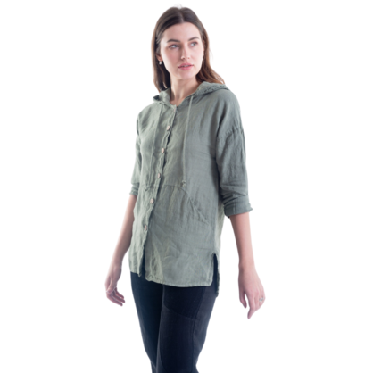 6193 SAGE ITALIAN LINEN TOP