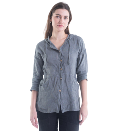 6193 GREY ITALIAN LINEN TOP
