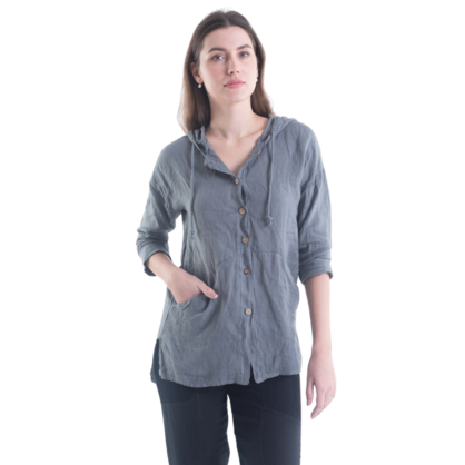 6193 GREY ITALIAN LINEN TOP