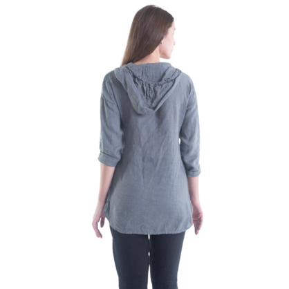 6193 GREY ITALIAN LINEN TOP