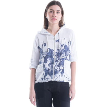 6197 WHITE ITALIAN LINEN TOP
