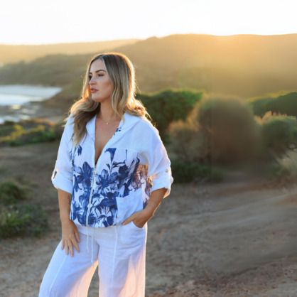 6197 WHITE ITALIAN LINEN TOP