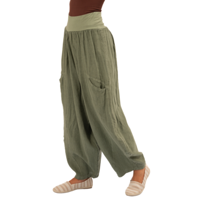 Vera May Italian Linen Sage Pant 6387