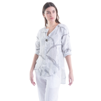6205 VERA MAY PEARL ITALIAN LINEN TOP