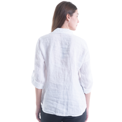 6207 VERA MAY WHITE ITALIAN LINEN TOP