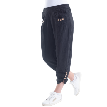VERA MAY ITALIAN LINEN PANT BLACK 6208