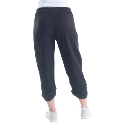 VERA MAY ITALIAN LINEN PANT BLACK 6208