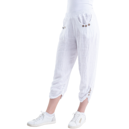 VERA MAY ITALIAN LINEN PANT WHITE 6208