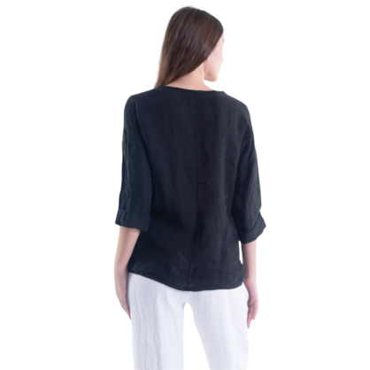 6210 BLACK ITALIAN LINEN TOP