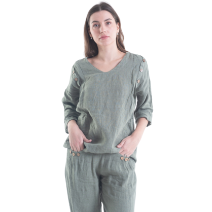 6210 SAGE ITALIAN LINEN TOP
