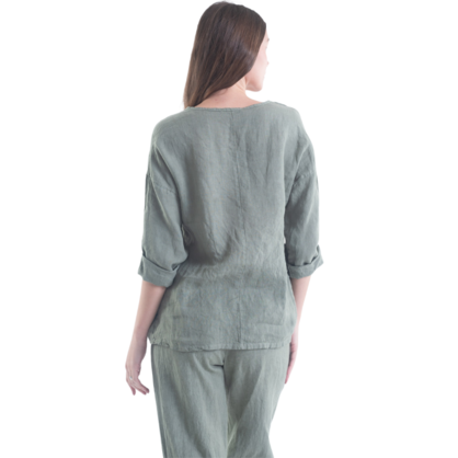 6210 SAGE ITALIAN LINEN TOP