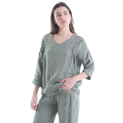 6210 SAGE ITALIAN LINEN TOP