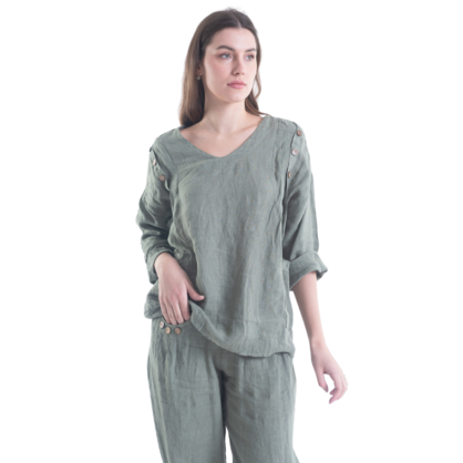 6210 SAGE ITALIAN LINEN TOP