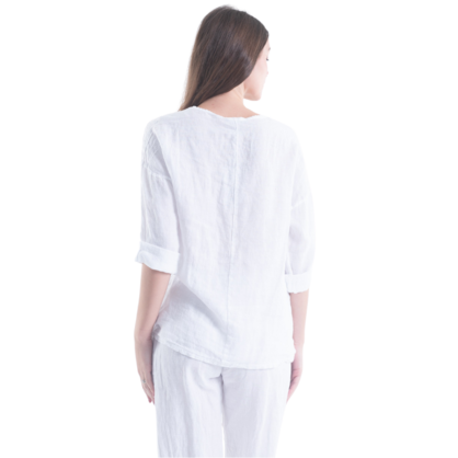 6210 WHITE ITALIAN LINEN TOP