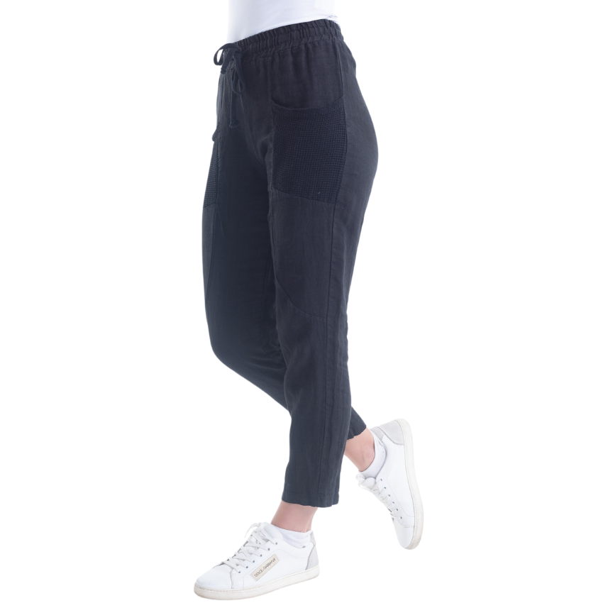 VERA MAY ITALIAN LINEN PANT BLACK 6211