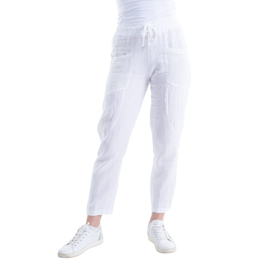 VERA MAY ITALIAN LINEN PANT WHITE 6211