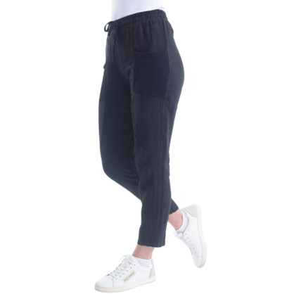 VERA MAY ITALIAN LINEN PANT BLACK 6211