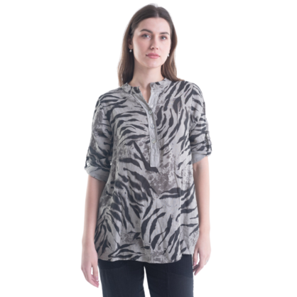 6212 VERA MAY TAUPE ITALIAN LINEN TOP
