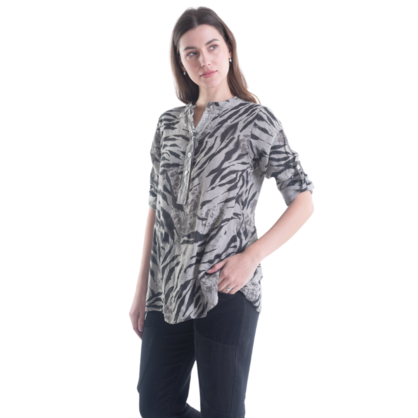 6212 VERA MAY TAUPE ITALIAN LINEN TOP